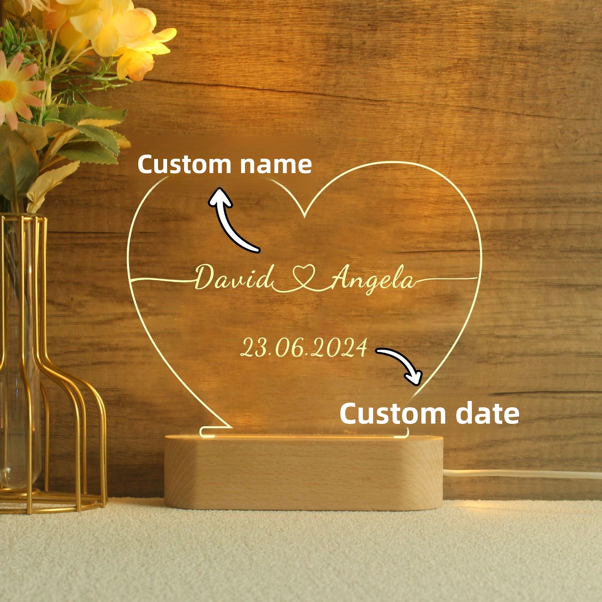 Heart-shaped night light